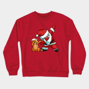 Funny Santa Claus and Dabbing Cat Crewneck Sweatshirt